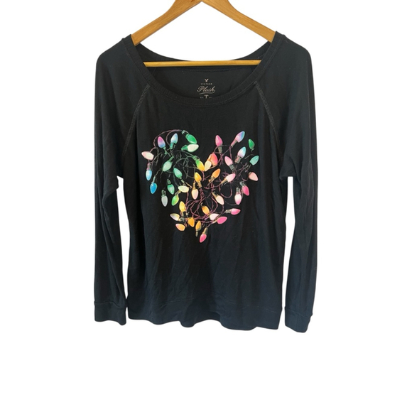 American Eagle Tops - AMERICAN EAGLE Christmas Graphic Tee Women’s Medium Long Sleeve Cotton Shirt Top